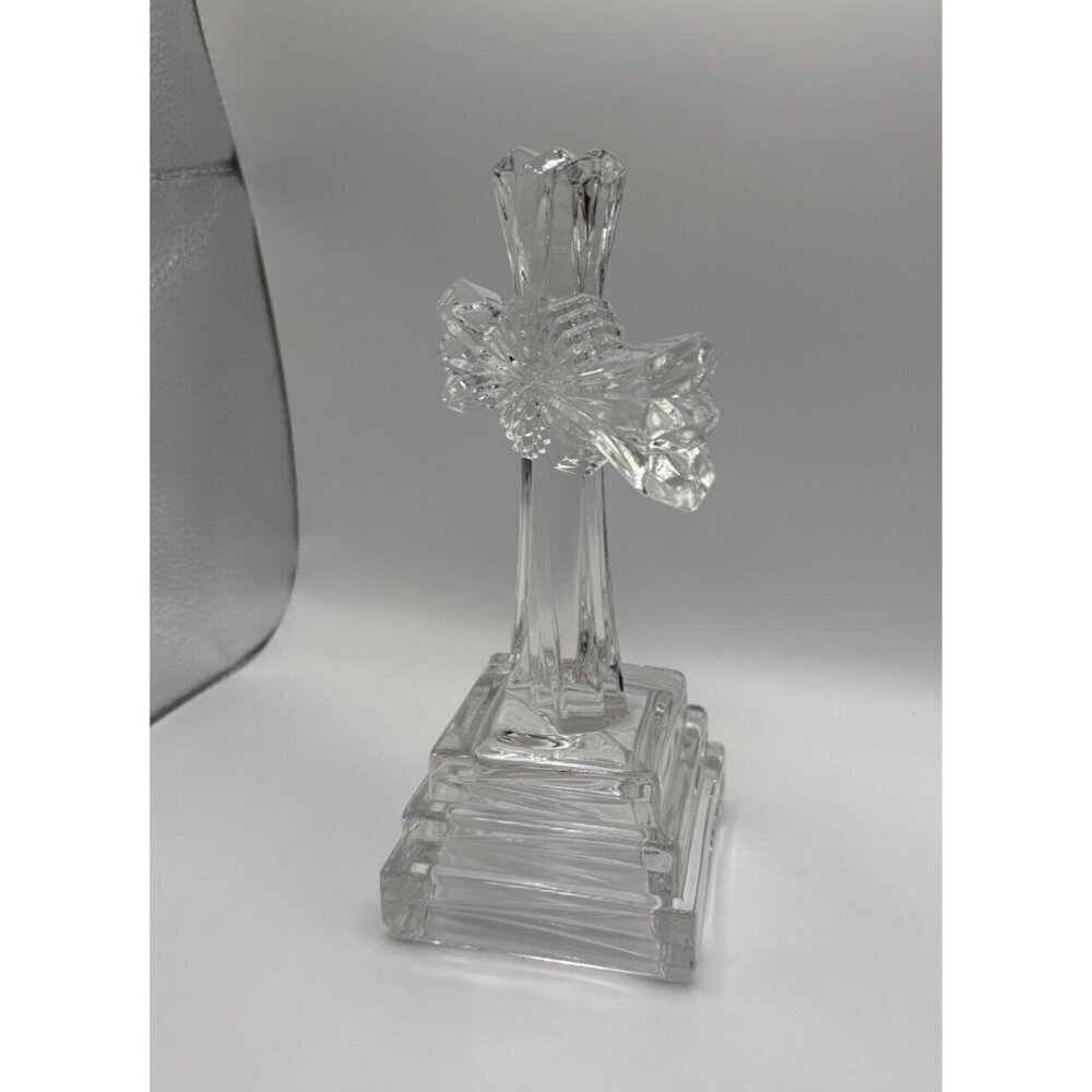 VTG Lead Crystal Lenox "Wedding Promises" Treasures Cross Figurine Germany 8" H - Picture 3 of 5